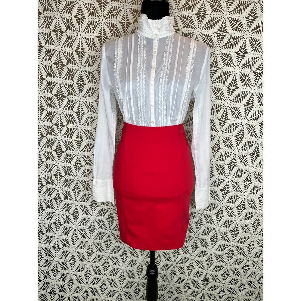 HM Red Pencil Skirt with Pockets
